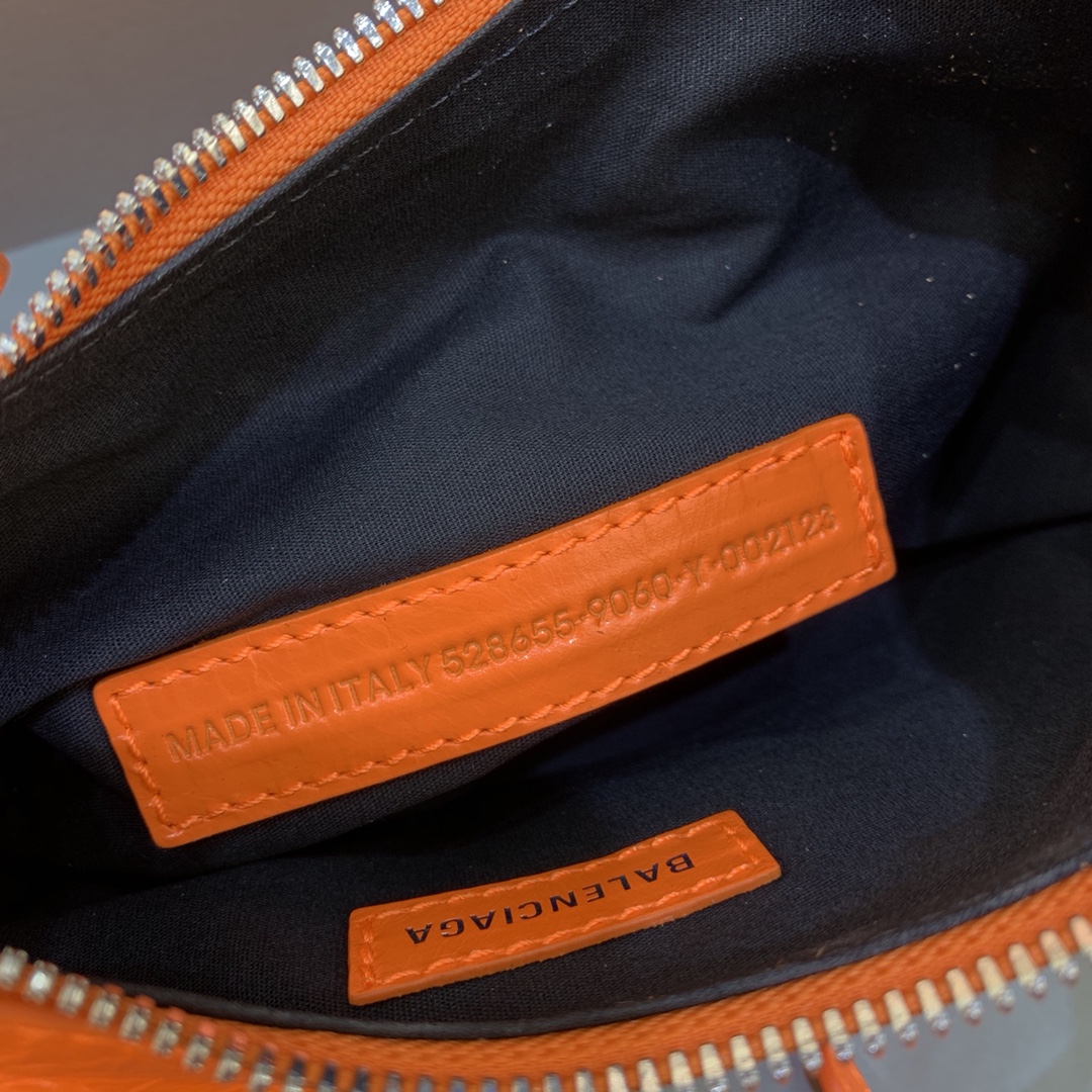 Balenciaga Le Cagole XS Shoulder Bag Crocodile Embossed Orange